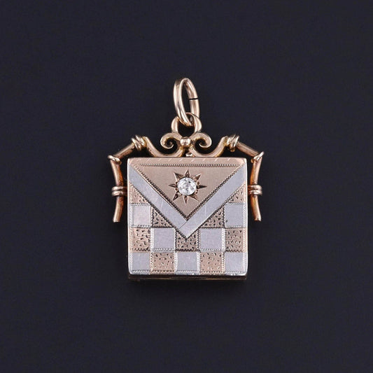 Antique Diamond Locket of 10k Rose Gold and Platinum