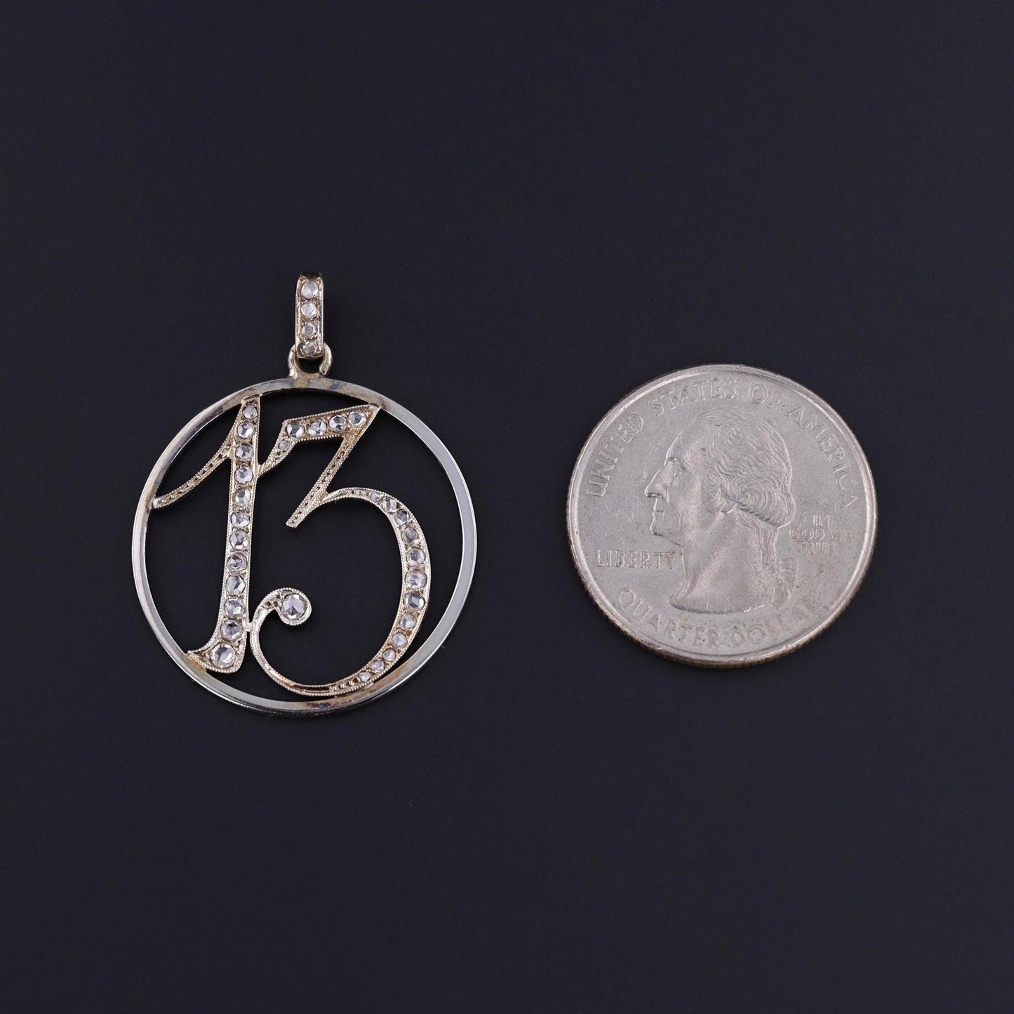 Antique Diamond Lucky Number 13 Pendant