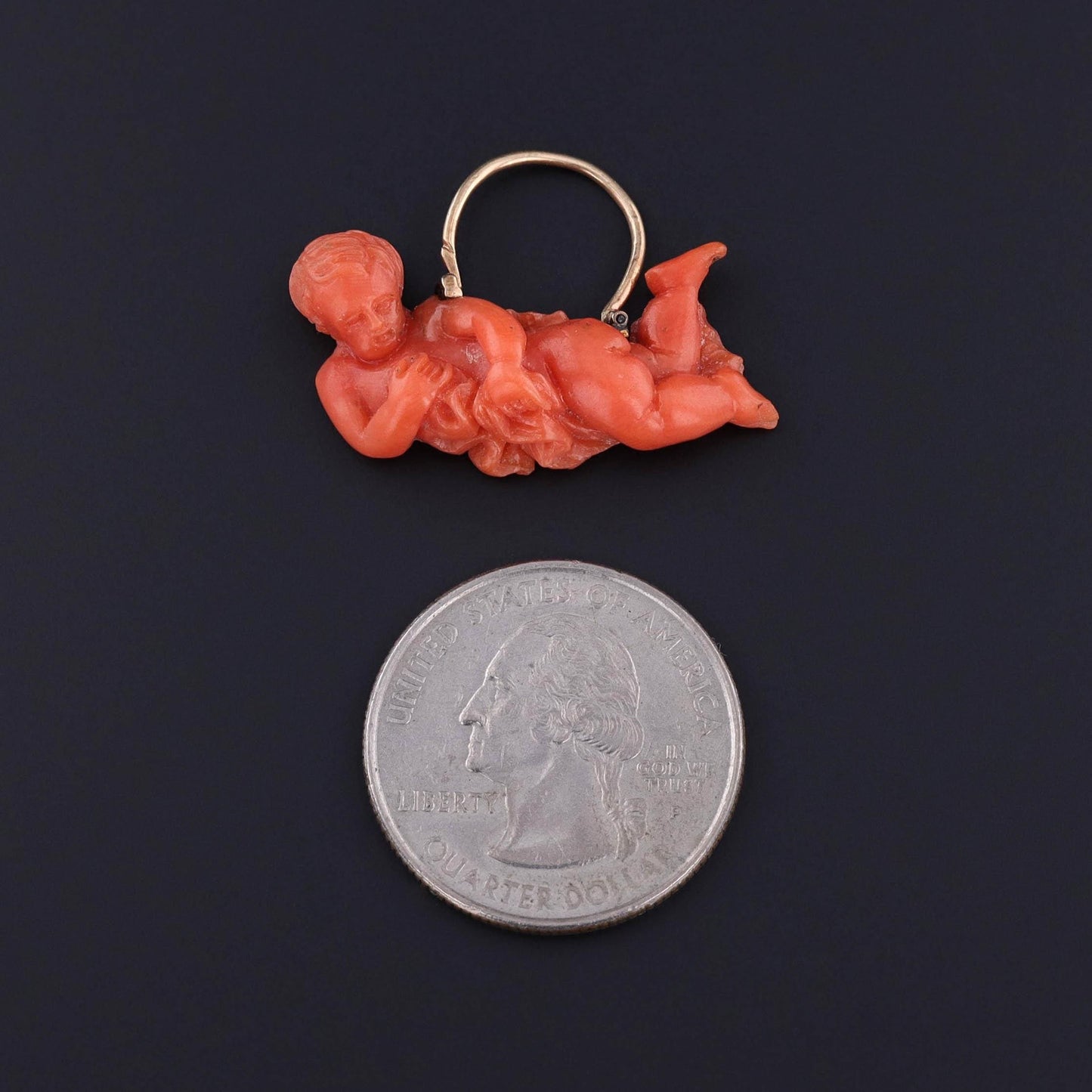 Antique Coral Cherub Pendant